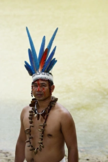 Guillermo Rodriguez Gomez Shaman of the Bora Tribe northern Amazon Basin Peru wearing
