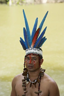 Guillermo Rodriguez Gomez Shaman of the Bora Tribe northern Amazon Basin Peru wearing