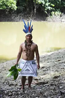 Neotropical Prints: Guillermo Rodriguez Gomez Shaman of the Bora Tribe northern Amazon Basin Peru wearing
