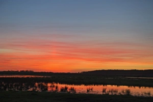 Holkham freshmarsh viewed from Lady Annes Drive Norfolk at dusk winter