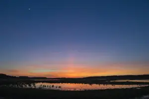 Landscape Prints: Holkham freshmarsh viewed from Lady Annes Drive Norfolk at dusk winter