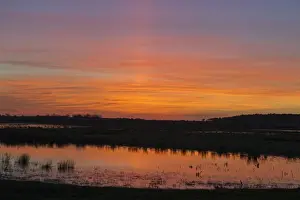 Holkham freshmarsh viewed from Lady Annes Drive Norfolk at dusk winter