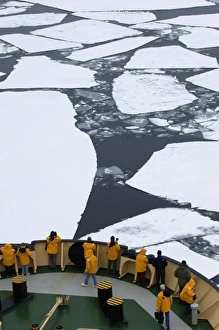 Ice breaker the Kapitan Khlebnikov breaking through broken pack ice Weddell Sea Antarctica Ice breaker the Kapitan Khlebnikov breaking through broken pack ice Weddell Sea Antarctica
