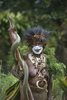 Pacific Prints: Jiwaka Tribe from Western Highlands at Mt Hagen Show Papua New Guinea Note head dress