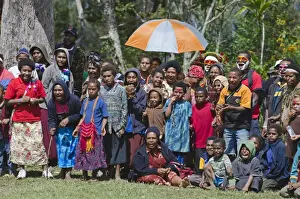 Pacific Prints: Local crowd watching a Sing-sing Paiya Show Western Highlands Papua New Guinea