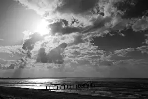 Black And White Prints: The mudflats of the Wash viewed from Snettisham RSPB Reserve Norfolk winter