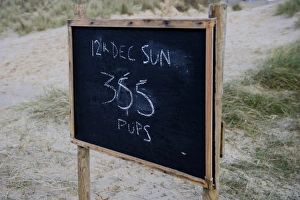 Notice showing current number of Grey Seal pups at breeding colony Winterton Norfolk Notice showing current number of Grey Seal pups at breeding colony Winterton Norfolk