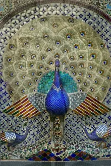 Peacock Prints: The ornate Mor Chowk (Peacock Courtyard) Udaipur City Palace Udaipur India. Five