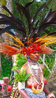 Pacific Prints: Performers from Jiwaka tribe in the Western Highlands at the Paiya show Sing-sing