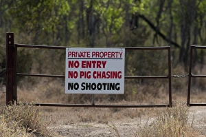 Private property and no shooting sign near Charter Towers Australia Private property and no shooting sign near Charter Towers Australia