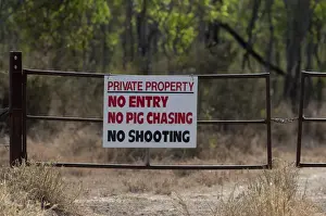 Sign Prints: Private property and no shooting sign near Charter Towers Australia