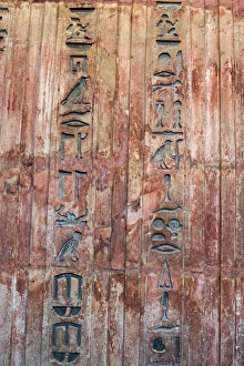 Birds And People Prints: Red Granite Sarcophagus from Giza Egypt dating to 2400 BC