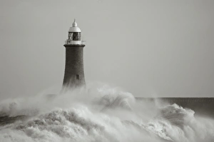 Rough seas Tynemouth pier Tynemouth UK winter