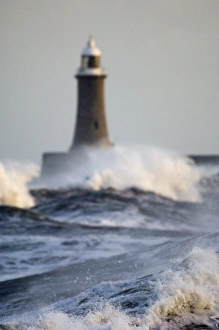 Rough seas Tynemouth pier Tynemouth UK winter