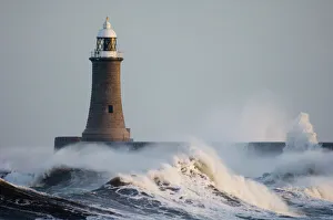 Rough seas Tynemouth pier Tynemouth UK winter