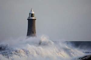 Rough seas Tynemouth pier Tynemouth UK winter