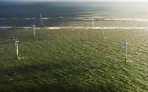 Global Warming Prints: Scroby Sands windfarm off Great Yarmouth on the Norfolk coast Norfolk October