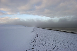 Salt House Prints: Snow covered beach at Salthouse Norfolk December
