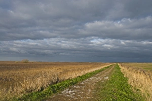 Stormy sky over the East Bank at Cley Norfolk winter