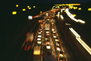 Traffic jam at junction 5 of M25 motorway