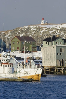 Vado Harbour at mouth of Varanger Fjord Arctic Norway winter Vado Harbour at mouth of Varanger Fjord Arctic Norway winter
