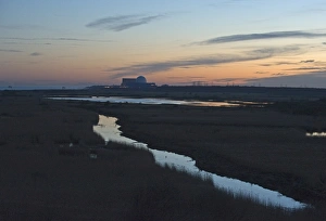 View across Minsmere RSPB Reserve from Dunwich towards Sizewell nuclear power station View across Minsmere RSPB Reserve from Dunwich towards Sizewell nuclear power station