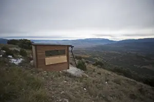 Vulture photography hide with one way glass near Tremp Catalonian Pyrenees Spain
