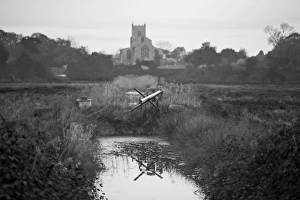 Wiveton marshes and Church North Norfolk April