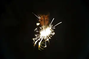 Child Prints: Young boy with sparkler on bonfire night November 5th Norfolk