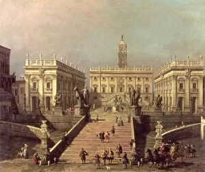 View of Piazza del Campidoglio and Cordonata, Rome